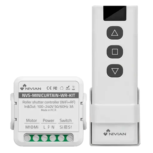 [NVS-MINICURTAIN-WR-KIT] Nivian Kit de contrôle Wi-Fi pour moteurs de volets  