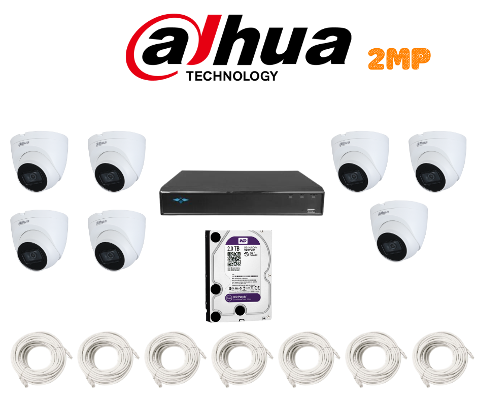 PACK 7 CAMERAS DAHUA 2 MP-IP / PACKDAH-IP-2MP-7