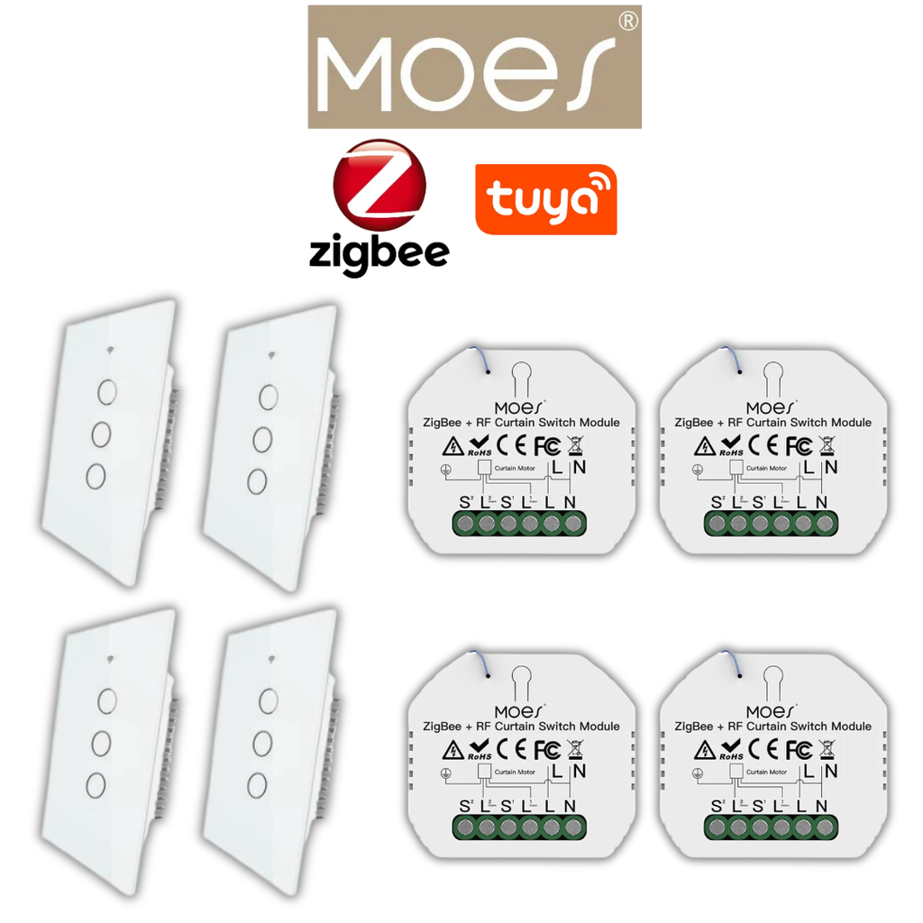 Pack 4 Zigbee volet interrupteur sans fil (3 canaux)